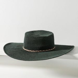 Anthropologie braid-trimmed rancher hat moss